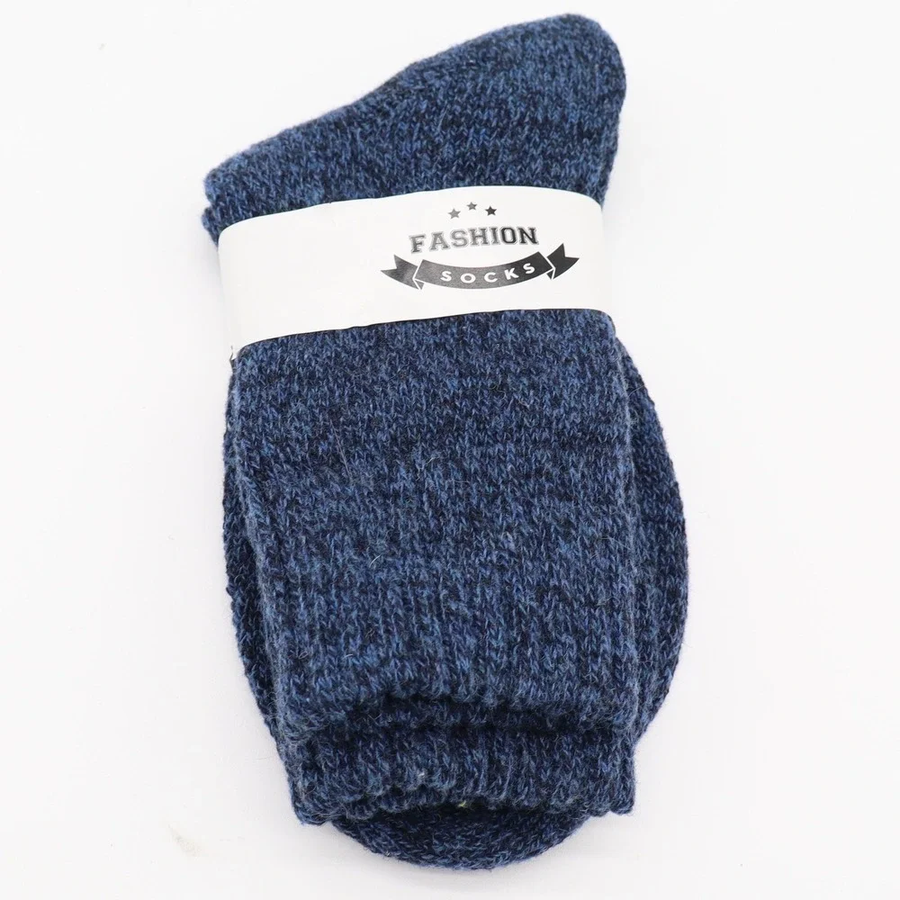 Fashion Socks Wool Socks Womens 5-8 Crew Navy Blue Marled Knit New